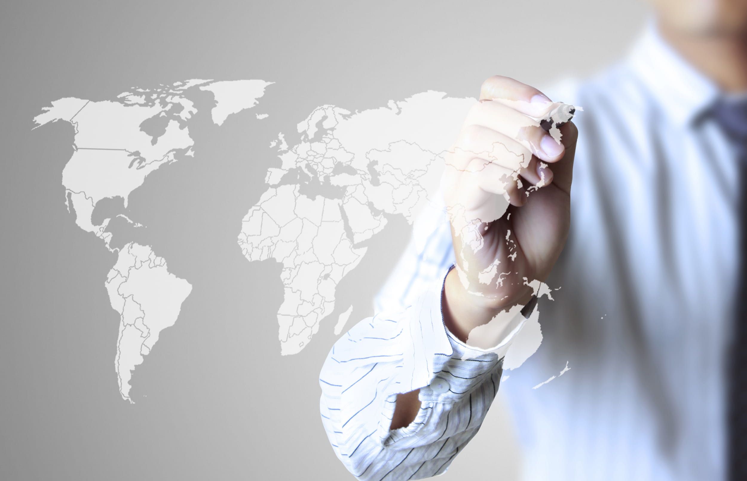Global map with hand
