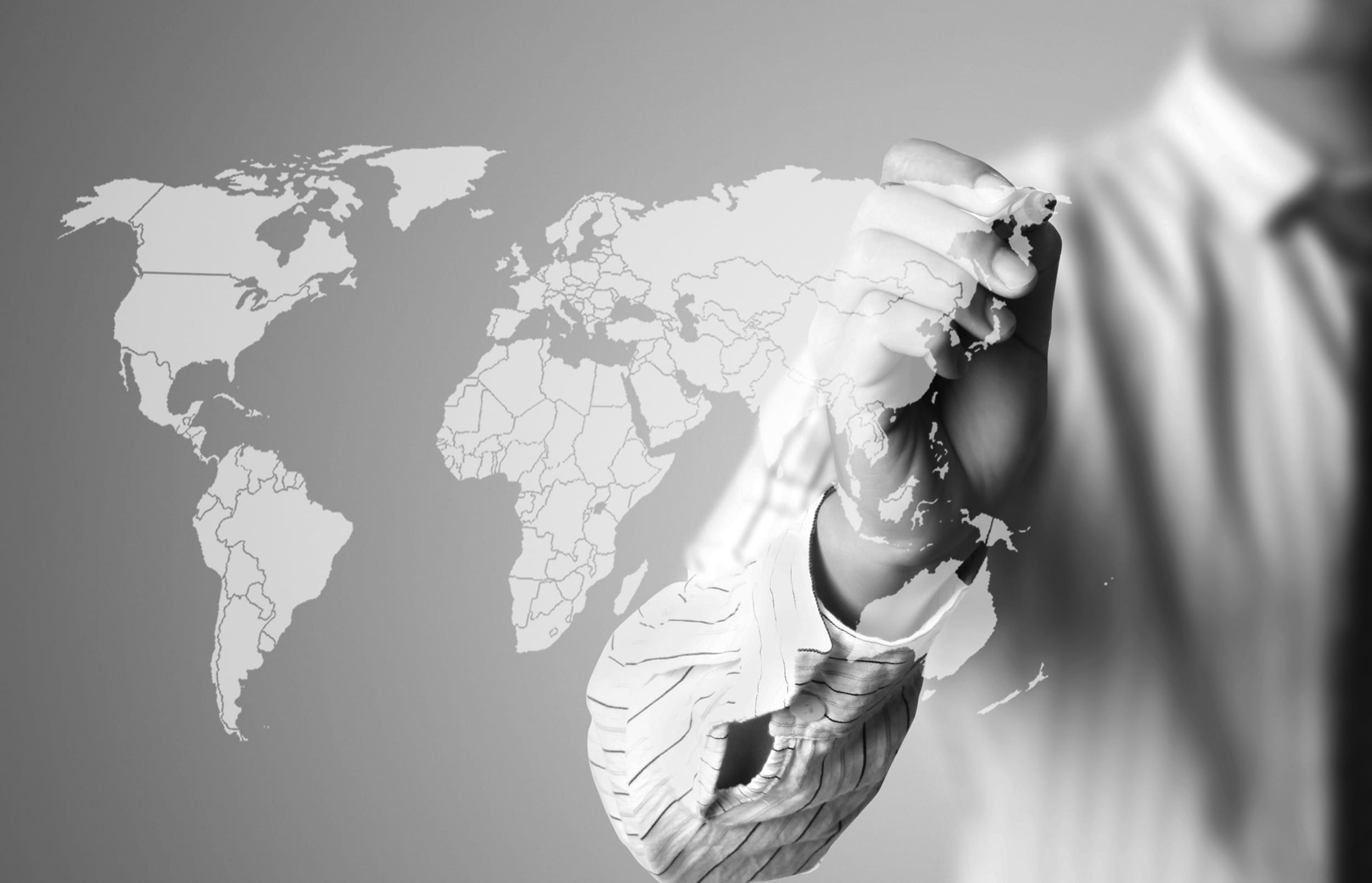 Global map with hand