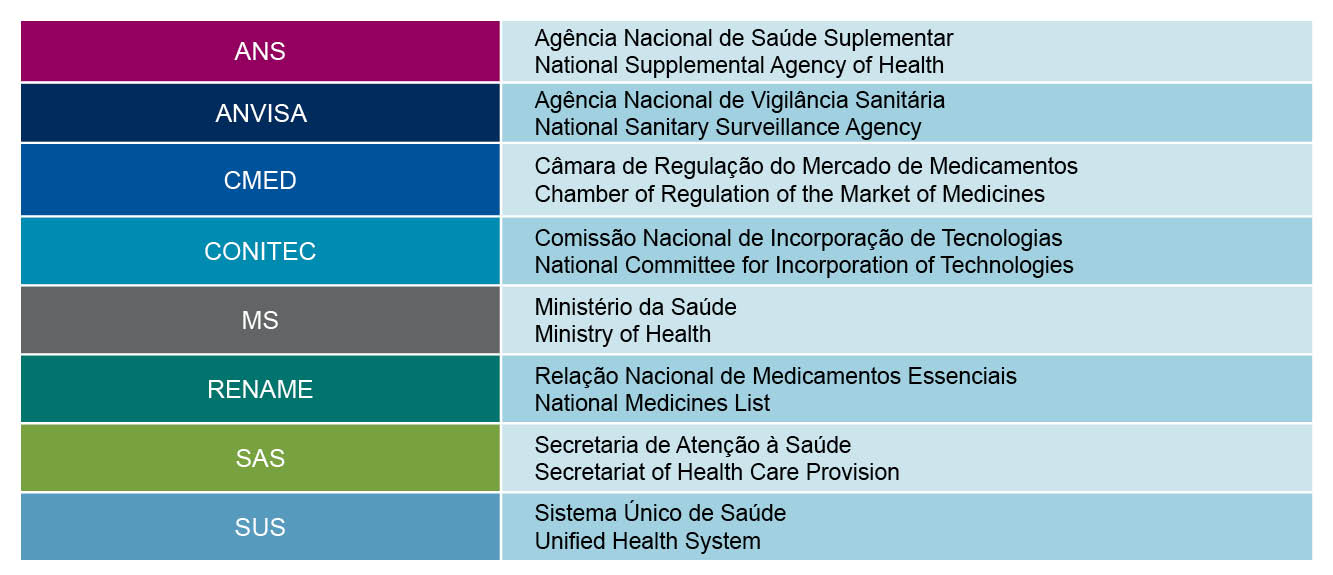 Table of key terms for Brazilian HTA process