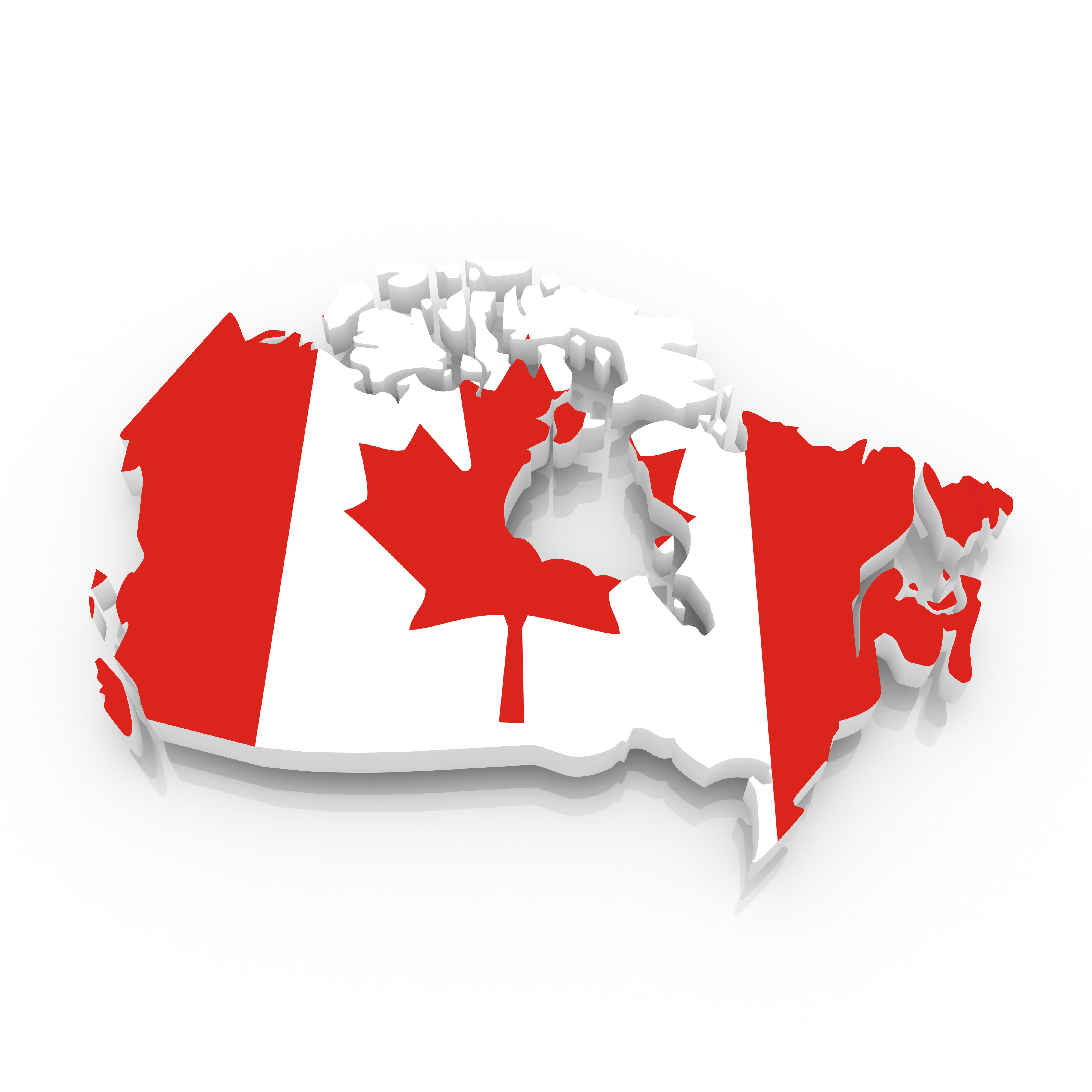 Map of Canada with flag