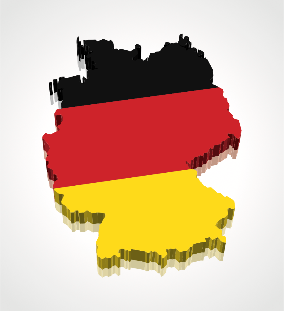 Map of Germany with flag