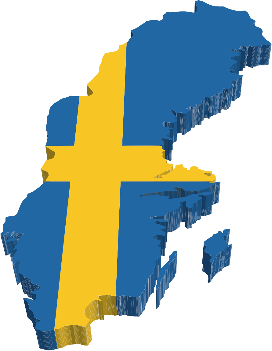 Map of Sweden with flag
