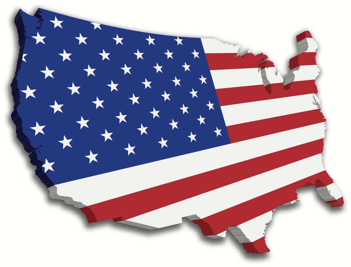 Map of the USA with flag