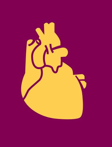 Yellow heart icon with plum background