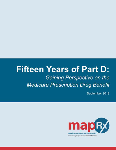 Cover of the white paper titled Fifteen Years of Part D: Gaining Perspective on the Medicare Prescription Drug Benefit